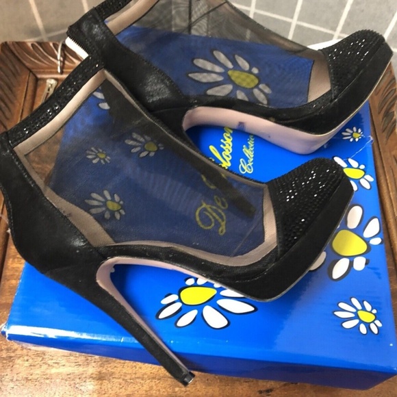 De Blossom,women,shoes,High heel ankle boots,mesh lining,frost black,Sz 7.5.! - Picture 5 of 12